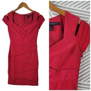 White House Black Market Sheath Dress Size 2 party Knee Length Red Evening